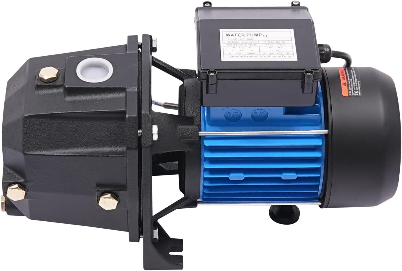 0.75 HP Shallow/Deep Well Pump with Ejector Kit - Cast Iron Jet Water Pump, Well Depth Up to 26ft or 82ft, Automatic Pressure Switch, 110V Water Transfer Pump for Farm Lawn Garden