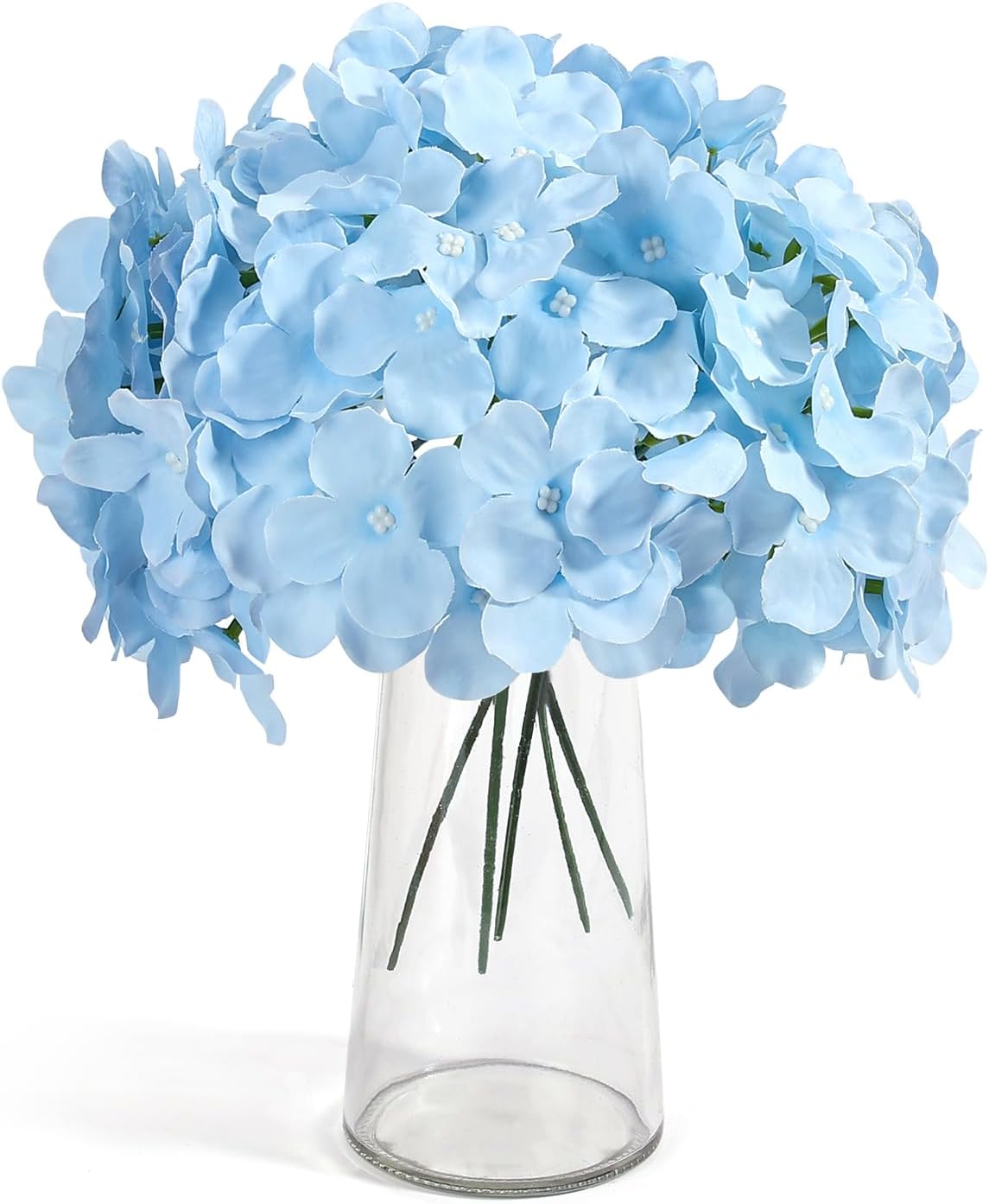 Auihiay 404PCS Hydrangea Artificial Flowers, Silk Artificial Flowers Heads with Stems, Blue Lifelike Faux Flowers for Wedding Centerpieces, Arch and Background, Party, Home, Baby Shower Decor
