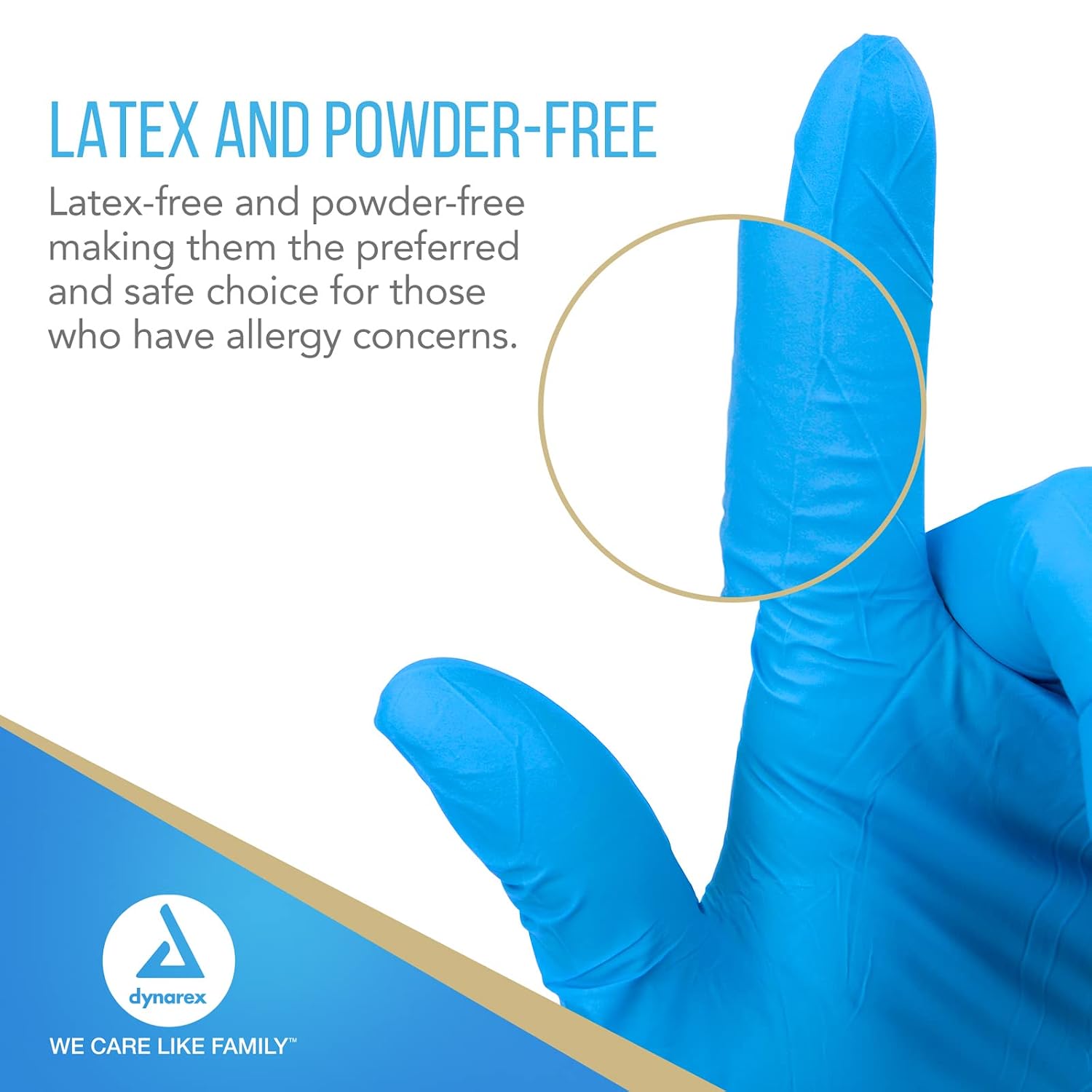Dynarex Safe-Touch Disposable Nitrile Exam Gloves, Powder-Free, Latex-Free, Touchscreen Friendly & Used by Professionals, Blue, X-Large, 1 Case - 10 Boxes of 100 Gloves