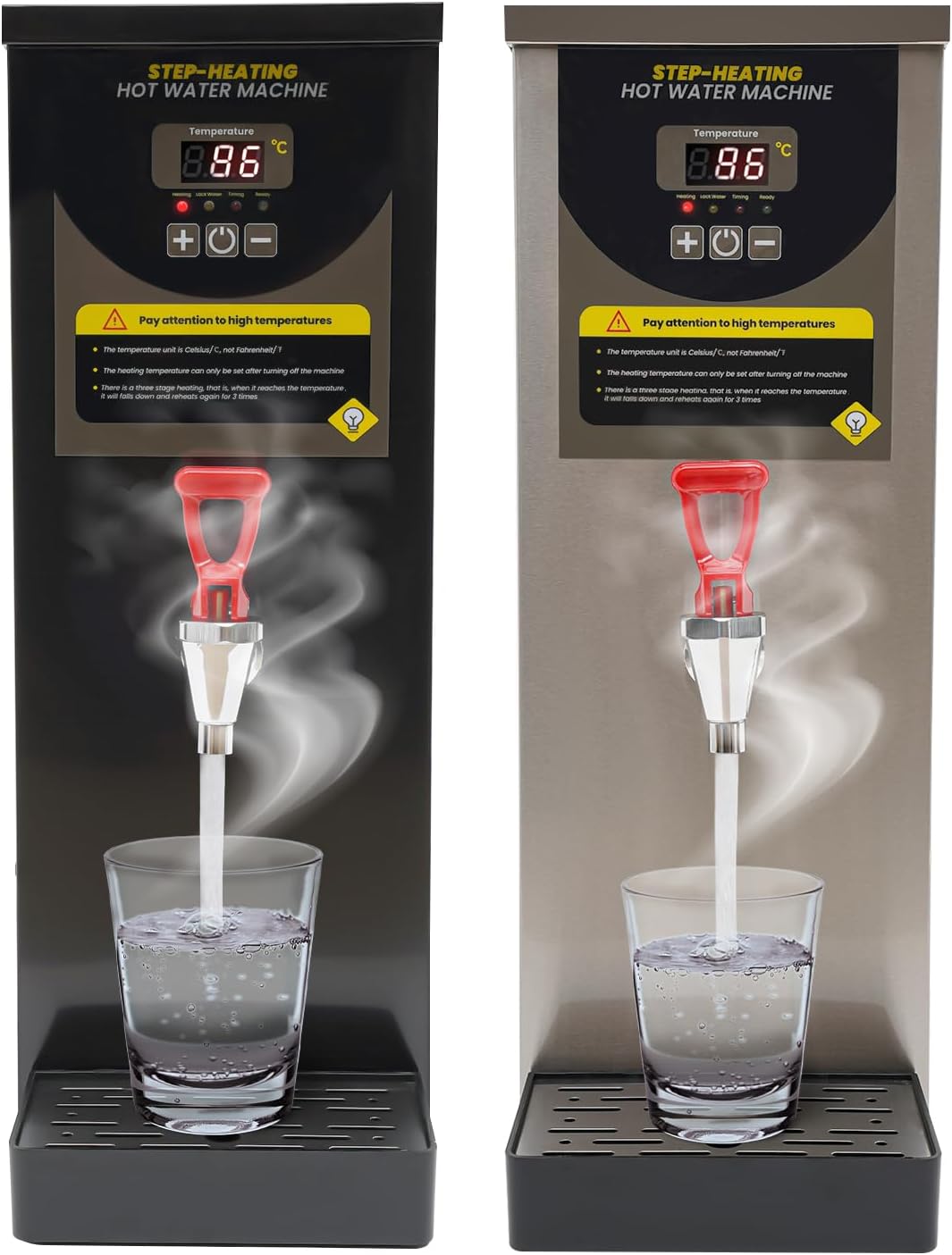 Water Boiler, Step-Heating Commercial Hot Water Dispenser, Adjustable Temperatures Water Boiler and Warmer, Large Capacity 35L/H, for Tea Boba Tea Milk Tea Restaurant Hotel (Black)