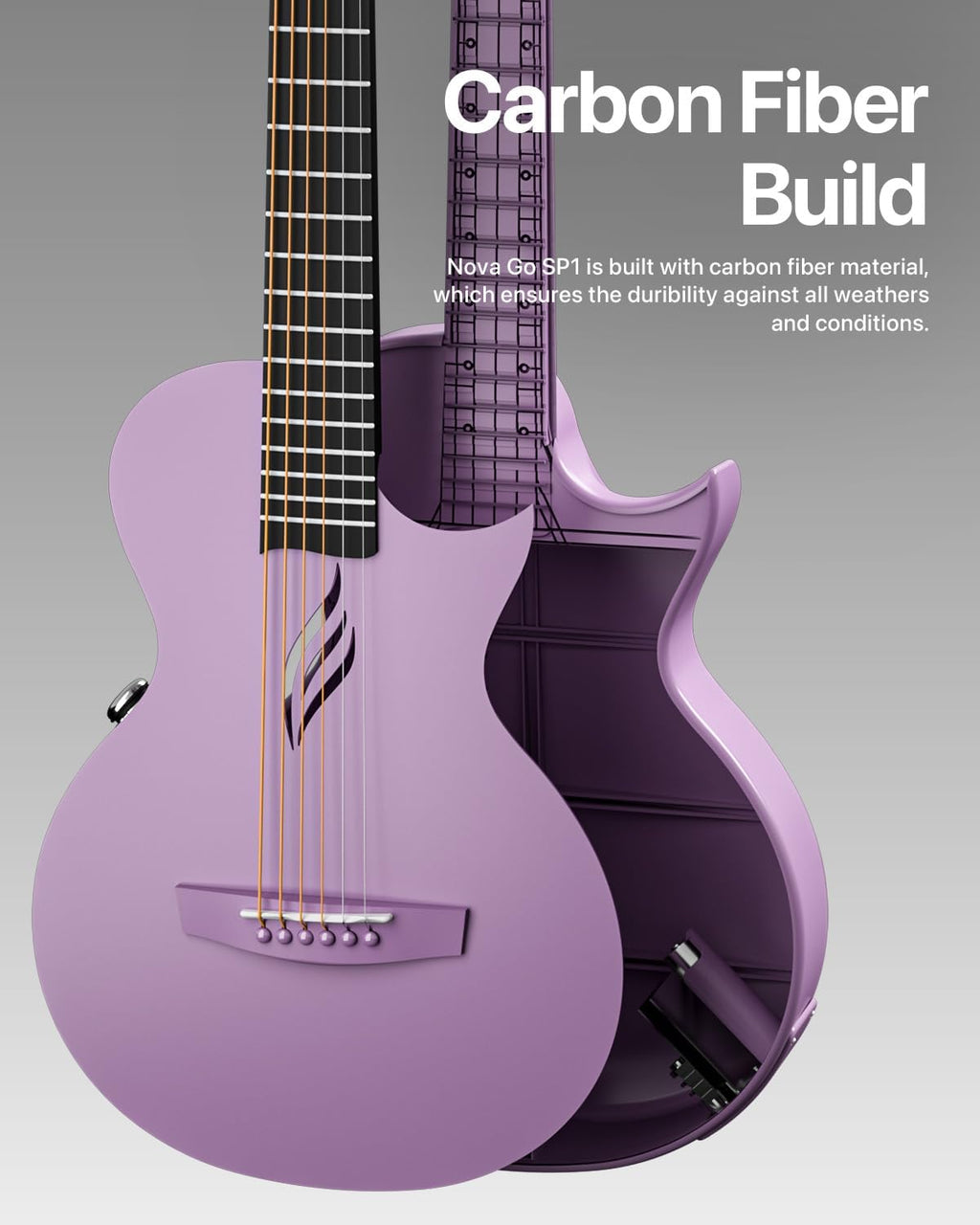 Enya NOVA GO SP1 Carbon Fiber Travel Guitar - 35' Acoustic Electric with Smart AcousticPlus Technology, Built-in Effects, USB Recording, Bluetooth Speaker, Beginner Bundle with Gig Bag & Accessories