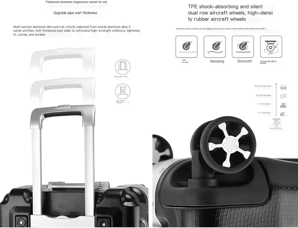 Suitcases with Wheels Luggage Aluminum Frame Trolley Case Trolley Case Travel Case Stylish Simple Luggage Boarding Case With Water Cup Holder Lightweight Hardside Luggage ( Color : White , Size : 29in
