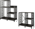 METYERRY Adjustable Mini Fridge Cabinet with Power Outlet,Kitchen Bakers Rack with Storage,Mini Fridge and Microwave Stand, Suitable for Office,Coffee Bar,Living Room, Dorm,Patio,Black