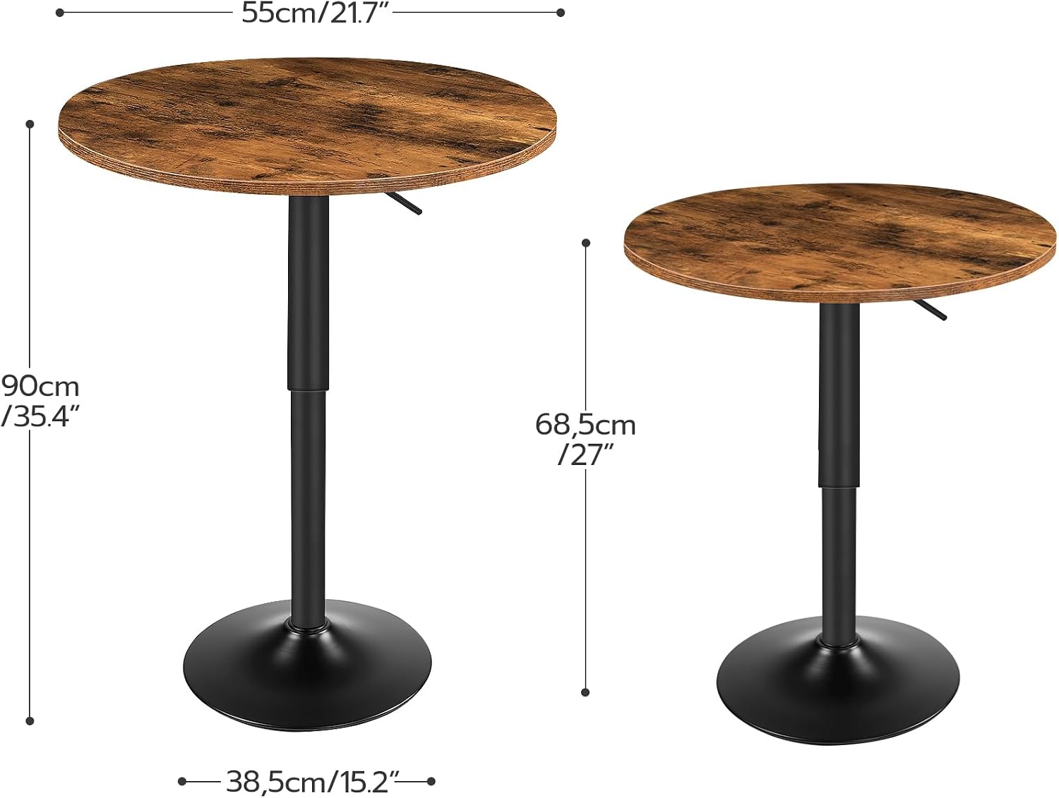 HOOBRO Bakers Rack with Power Outlet, Height-Adjustable Round Pub Table, Modern Style, Suitable for Living Room, Dining Room BF07UHB01-BF58BT01G1