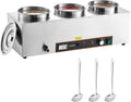 VEVOR Electric Soup Warmer, Three 6.34QT Stainless Steel Round Pot with 86~185°F Adjustable Temp, 1500W Commercial Bain Marie with Anti-Dry Burn and Reset Button, Soup Station for Restaurant, Buffet
