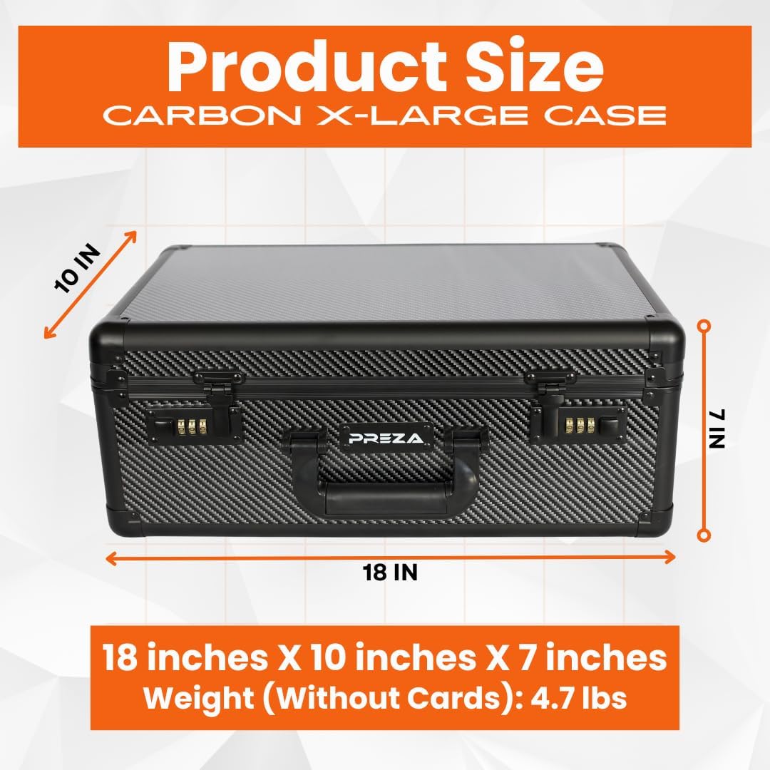 PREZA Graded Card Storage Box - Premium Trading Card Case for Graded Sports and TGC Collectibles - Carbon Fiber Slab Case Storage (X-Large)