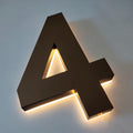 Backlit LED House Numbers, Stainless Steel LED Floating Home Address Number Sings, Modern Light Up House Numbers For Outside, Yard, Street, Black, Warm Light.,18 Inch,2