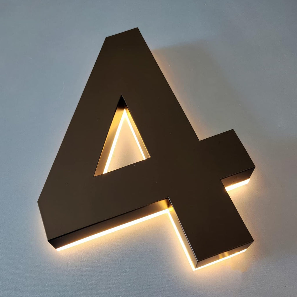 Backlit LED House Numbers, Stainless Steel LED Floating Home Address Number Sings, Modern Light Up House Numbers For Outside, Yard, Street, Black, Warm Light.,20 Inch,2