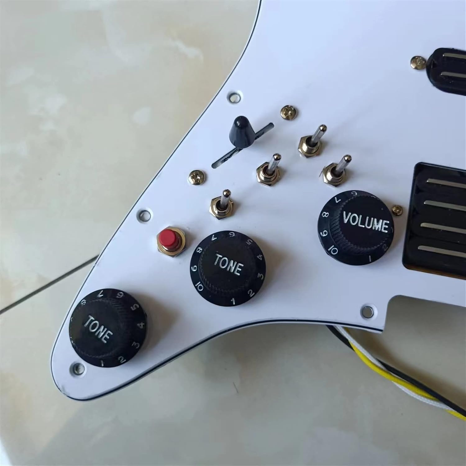 TSTS HSS Prewired Loaded Left Handed Guitar Pickguard Set Multifunction Black Mini Humbucker Pickups Prewired Pickup Pickguard