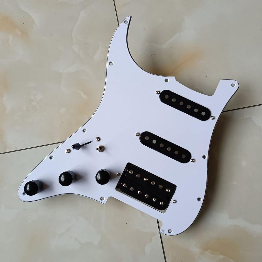 TSTS Left Handed SSH Prewired Loaded Guitar Pickguard Set Black Alnico 5 Pickups for for FD Guitar Prewired Pickup Pickguard