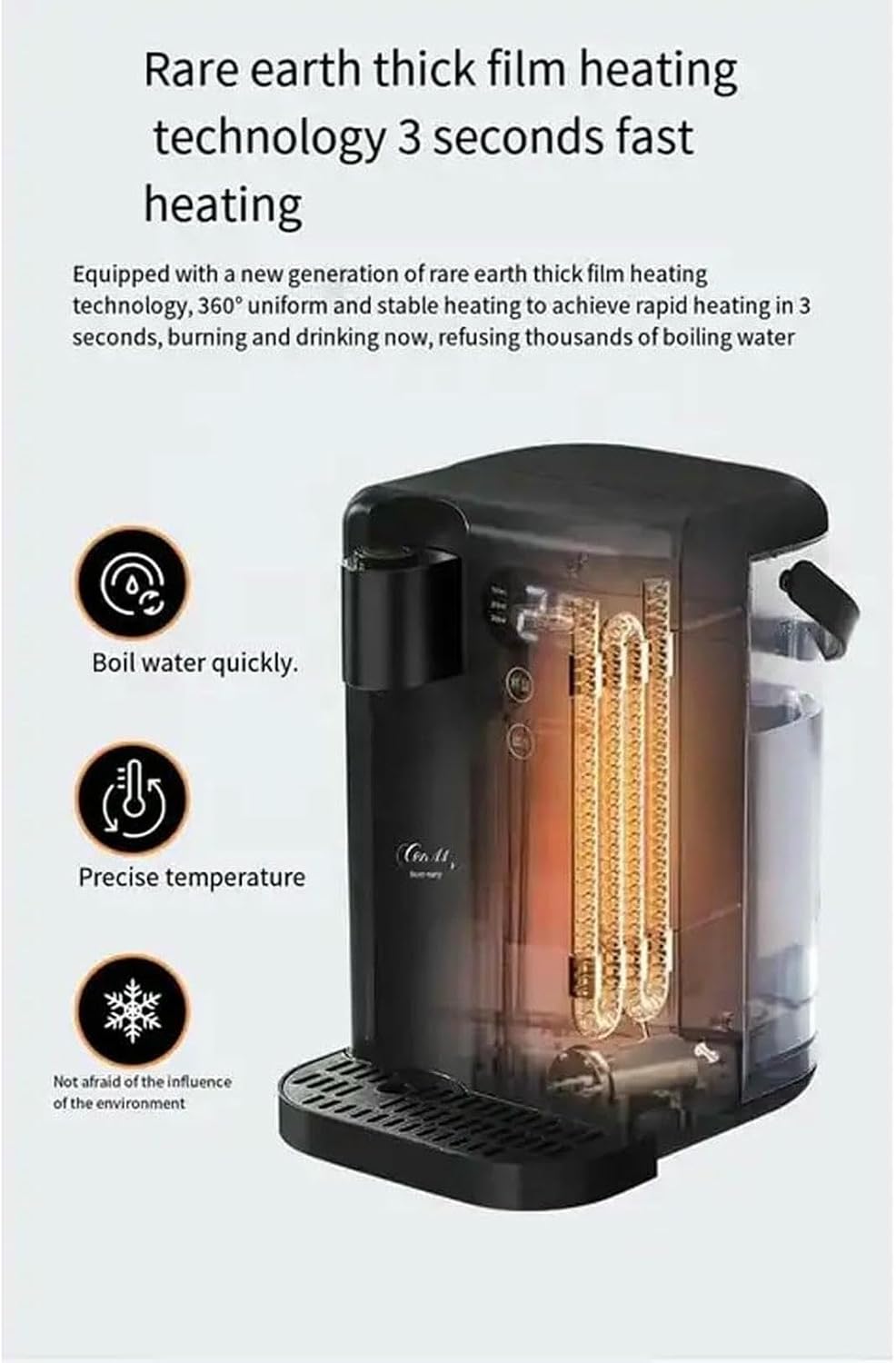 Countertop Water Boiler, 3 Seconds Quick Heat Instant Hot Water Dispenser, 3L Detachable Water Tank Drinking Fountain with Night Light, 8 Capacity Presets