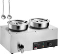 ETL Listed Electric Soup Warmer, Dual 7.4QT Stainless Steel Round Pot 86~185°F Adjustable Temp, 1200W Commercial Bain Marie with Anti-Dry Burn, Soup Station for Restaurant, Buffet, Silver