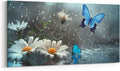Erosebridal Water Droplets Large Canvas Wall Art 58'X29' Butterfly Artwork for Kids Boys Girls Butterflies Daisy Fog Dreamy Blue Wall Art Painting Bud Retro 3D Flower Pattern Poster