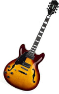 Full Size Left Handed Electric Guitar With Semi Hollow Solid Stainless Steel Frets Professional Electric Guitar(Vintage)