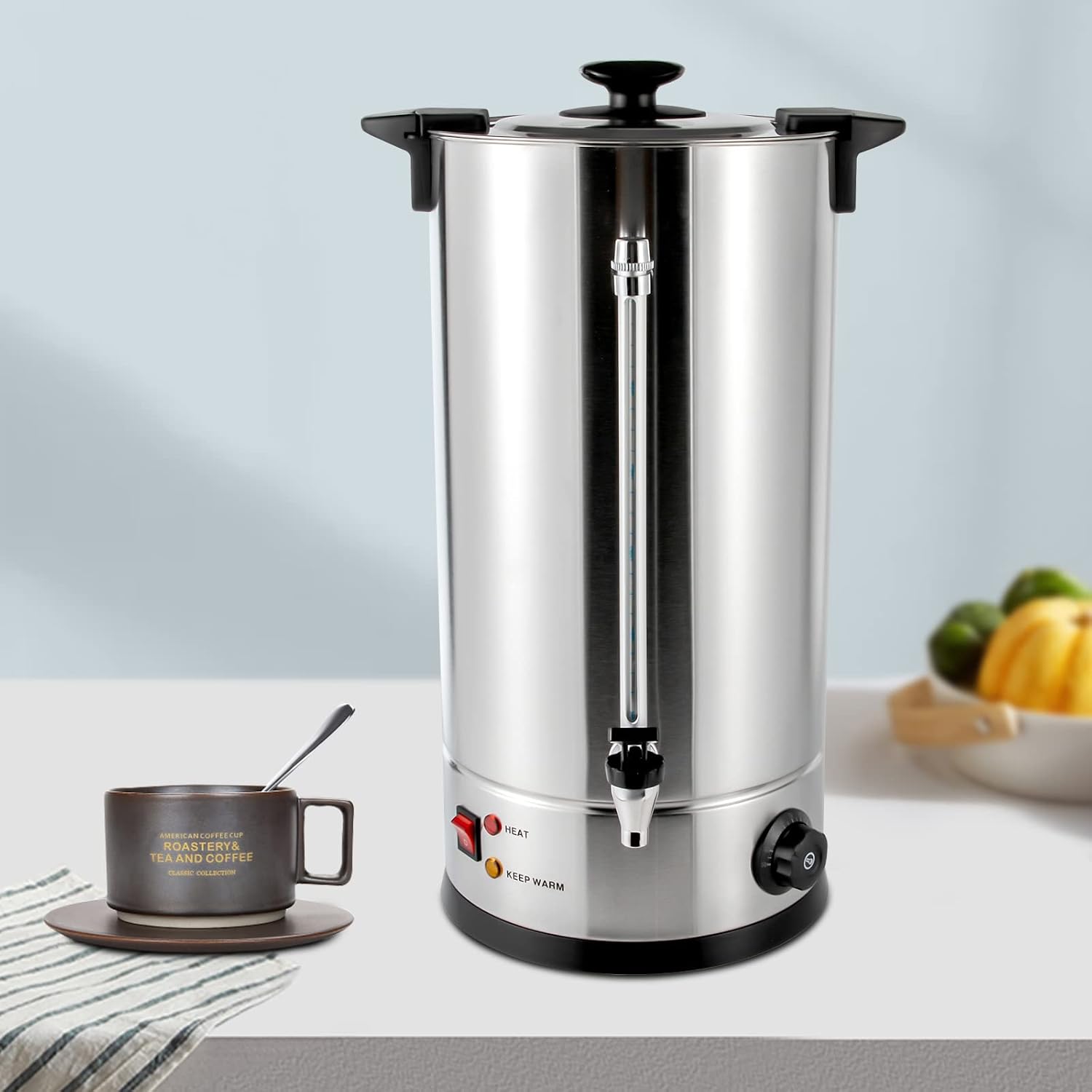 LYNICESHOP Coffee Pot, 25L Commercial Electric Hot Water Boiler Stainless Steel Tea Urn Coffee Boiler Portable Thermostable Tea Urn Coffee Boiler For Cafes, Buffets, Offices, Hotels