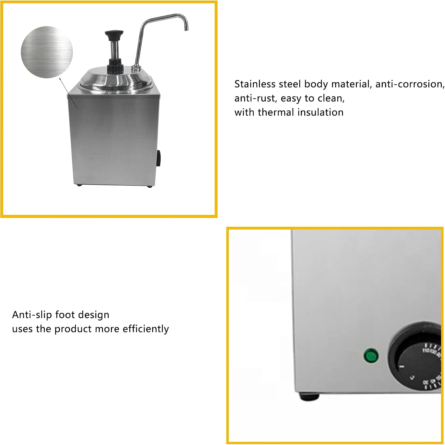 650W Electric Hot Fudge Warmer,Cheese Dispenser with Pump,2.3L Cheese Sauce Warmer Pump Dispenser,Stainless Steel Cheese Pump Dispenser for Fudge Cheese Caramel (A)