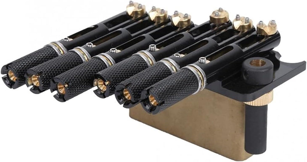 Black 6 Strings Electric Guitar Bridge Brass Base Headless Trill Guitar Bridge Set Musical Instrument Accessories Guitar Bridge System Set (Color : 6 Strings vibrato)