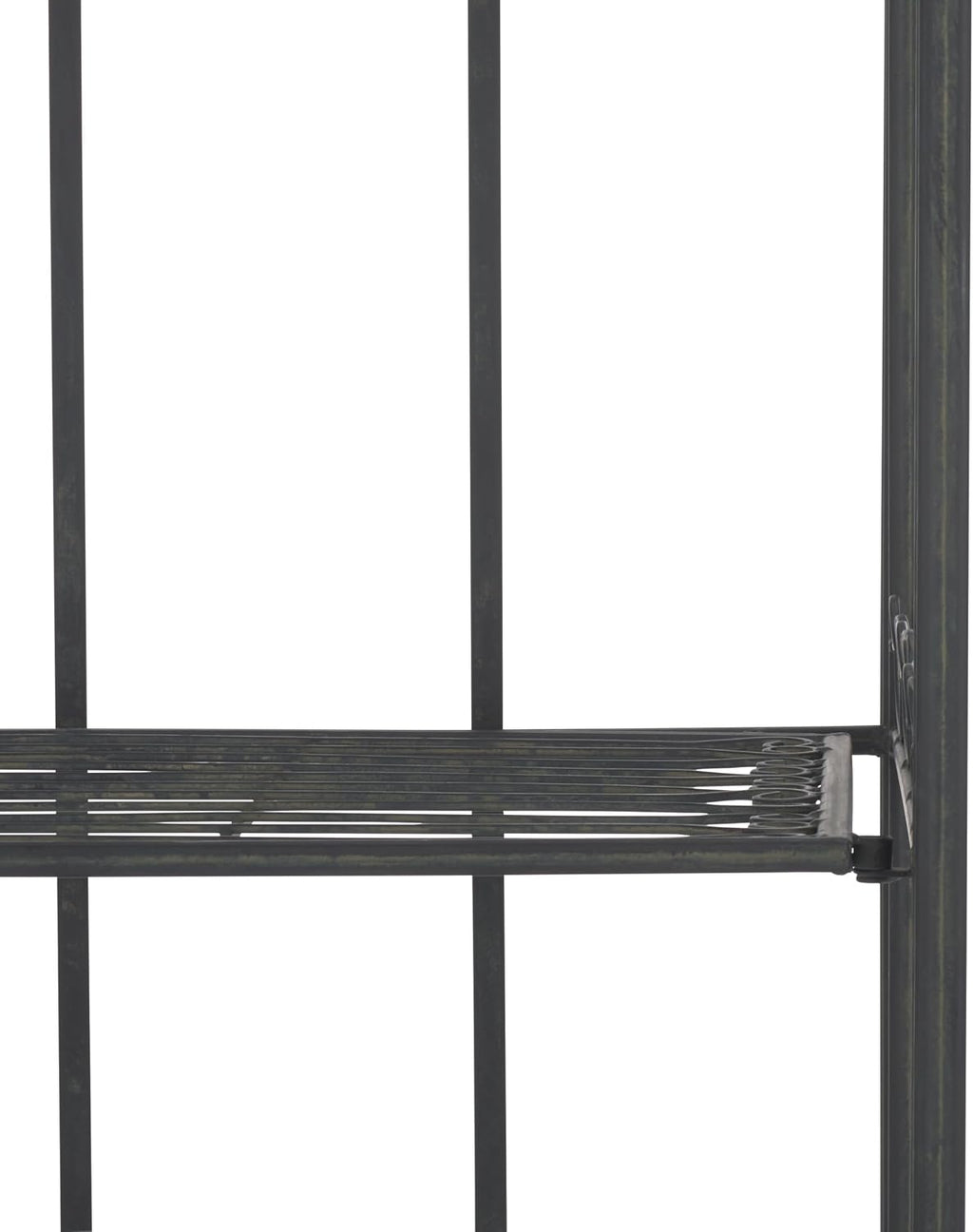 SAFAVIEH Outdoor - Amaris 4-Tier Bakers Rack - Black Iron Metal - Vintage Victorian Scrollwork - Ideal for Patio, Deck, Porch, Sunroom, 14.5' W x 25' D x 63' H (PAT5014E)