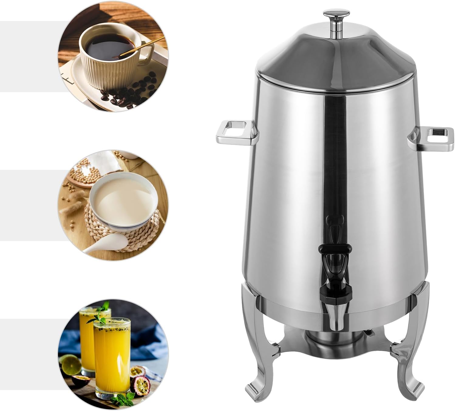 13L/3.5 Gallon Stainless Steel Coffee Urn, Hot Beverage Dispenser Can with Fuel Tray Holder, Insulated Drink Dispenser with Faucet for Hot and Cold Drinks, Party Catering Events (Fuel Heating)