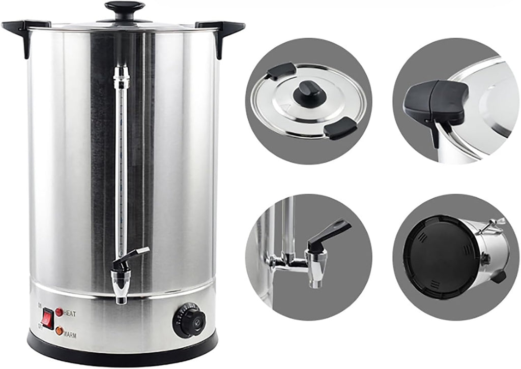 McbeAn Hot Water Dispenser, 25L Stainless Steel Electric Hot Water Boiler with Water Gauge Display, Full Chassis Heating, Anti-Dry Protection, Double-Layer Barrel Wall, for Home Commercial