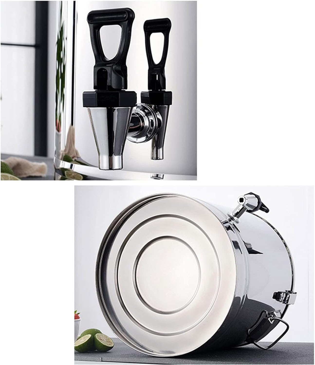 Drink Dispenser Beverage Dispenser Hot Water Dispenser Insulated for Tea, Tea Ice Bucket Beverage Warmers Drink Dispenser Stainless Steel Urn for Coffee Water for Parties buffets Hotels