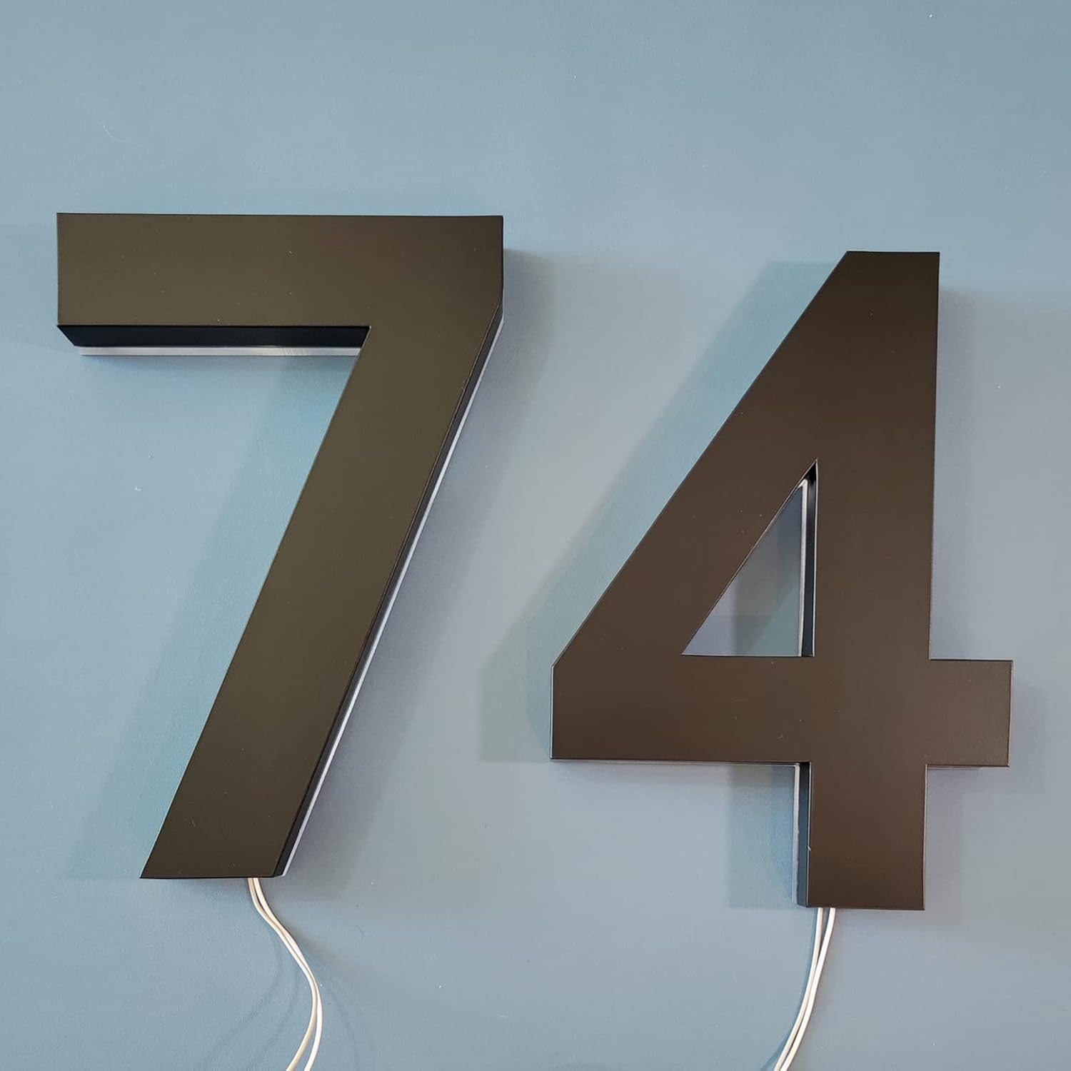 Backlit LED House Numbers, Stainless Steel LED Floating Home Address Number Sings, Modern Light Up House Numbers For Outside, Yard, Street, Black, Warm Light.,20 Inch,2