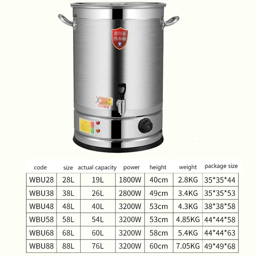 Commercial Milk Tea Urn, Electric Stainless Steel Hot Water Urn Insulated Bucket with Tap, Catering Urn for Beverage Coffee Shop Canteen (48L)