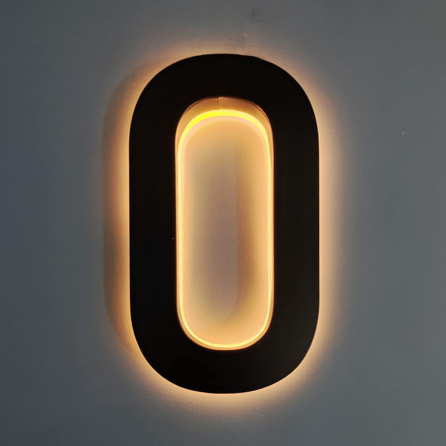 Modern Illuminated Address Numbers, 14' Backlit Floating LED House Number For Outside, Stainless Steel Light Up Home Address Number With Nail Kit,1