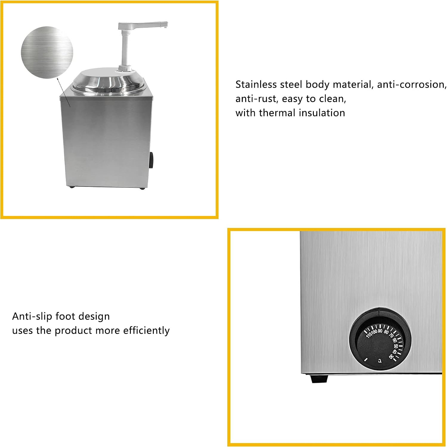 650W Electric Hot Fudge Warmer,Cheese Dispenser with Pump,2.3L Cheese Sauce Warmer Pump Dispenser,Stainless Steel Cheese Pump Dispenser for Fudge Cheese Caramel (B)