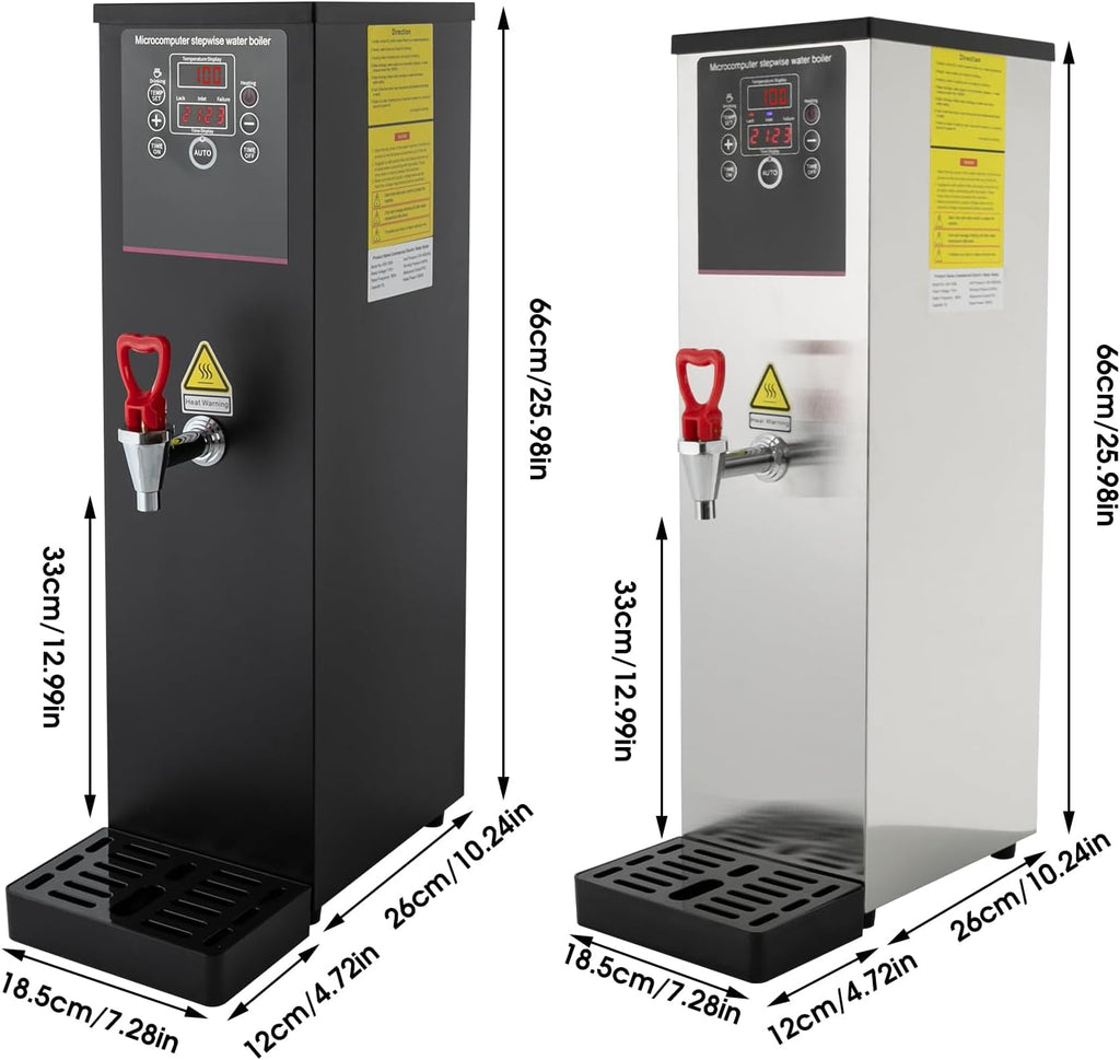 3.96gal Electric Water Boiler with Display Screen, Commercial Hot Water Dispenser with Drip Tray, Timable Boiling Water Machine for Kitchen, Restaurant, Hotel, Home (Silver, 3.96gal)