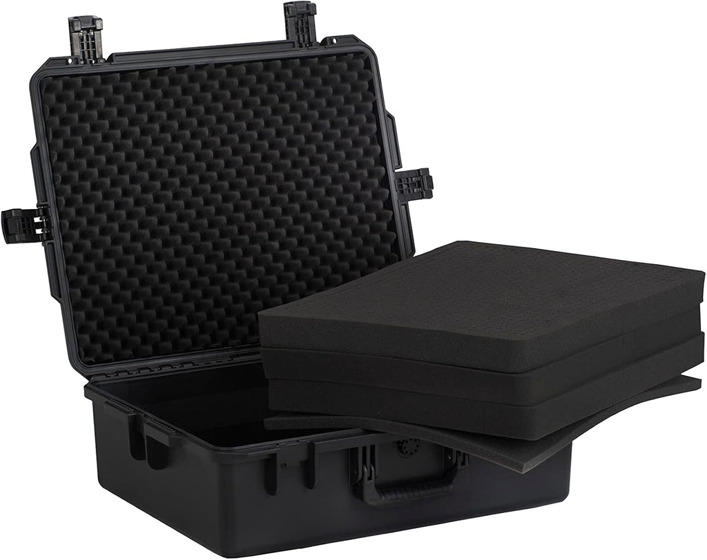MEIJIA Premium Portable All Weather Heavy Duty Waterproof Hard Compact Camera Case with Customizable Fit Foam, Lightweight Design,24.6'X19.7'X8.6',Black