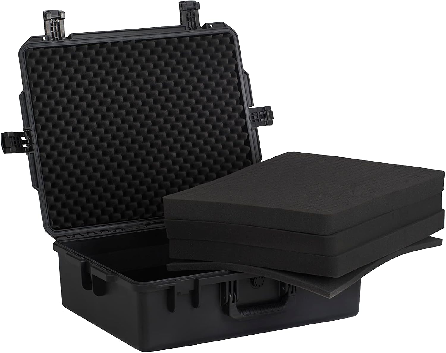 MEIJIA Premium Portable All Weather Heavy Duty Waterproof Hard Compact Camera Case with Customizable Fit Foam, Lightweight Design,24.6'X19.7'X8.6',Black