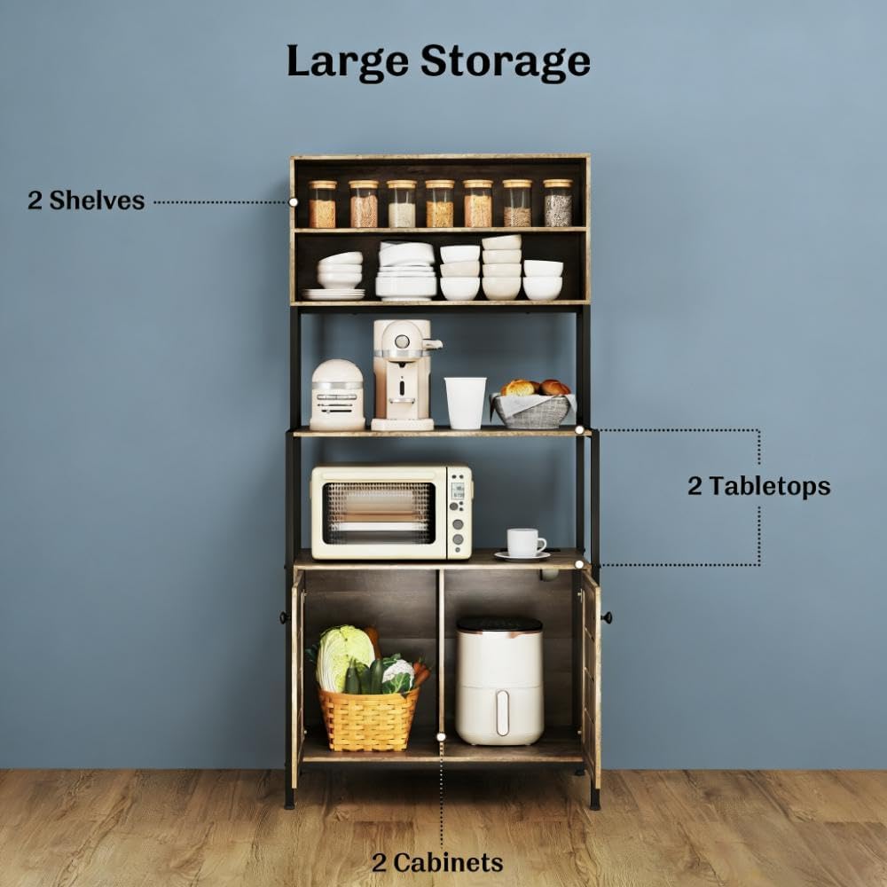 Coffee Station,Rack with Power Outlet and Storage Shelves,Convenient for Your Home
