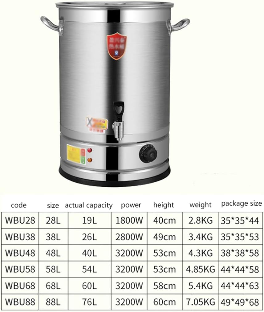 Commercial Milk Tea Urn, Electric Stainless Steel Hot Water Urn Insulated Bucket with Tap, Cateurn for Beverage Coffee Canteen