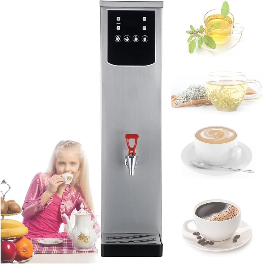 Commercial Instant Hot Water Heater - 20L Stainless Steel Boiler, 2500W Fast Heating, Auto-Fill & Drip-Free Tap for Offices, Restaurants, Cafes