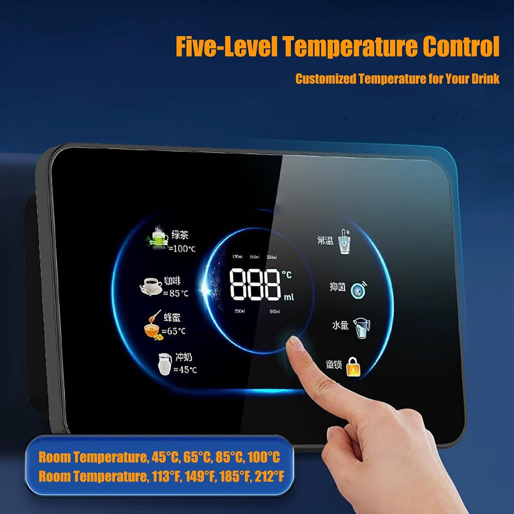 Wall Mounted Instant Heat Water Dispenser, 5 Levels Temperature Control, 5rd Level Water Volume Control, Automatic Cold Despenser with Child Lock(Black)