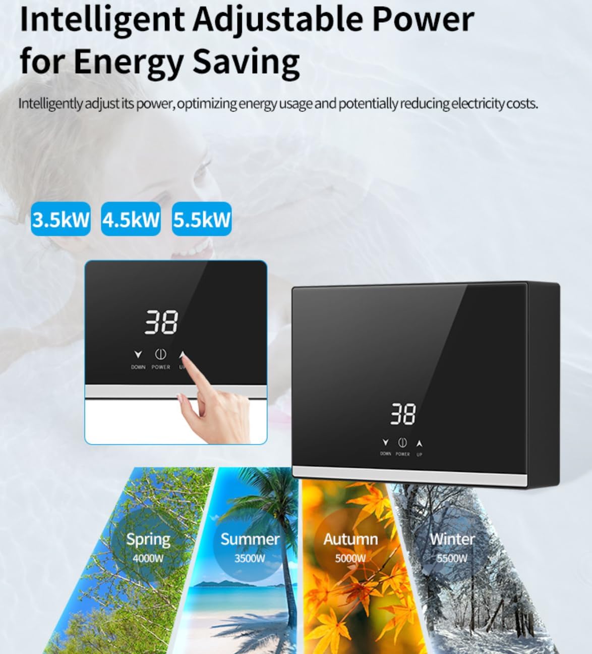 Electric Instant Hot Water Heater Shower Electric Tankless Shower Hot Water Faucet Kitchen Bathroom Instantaneous Water Heater Tap