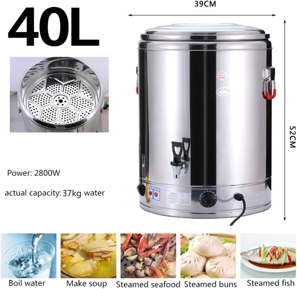 30L Commercial Electric Insulated Stainless Steel Catering Urn - Hot Water Beverage Dispenser with Faucet, Ideal for Restaurants & Shops, Durable Thermal Insulation
