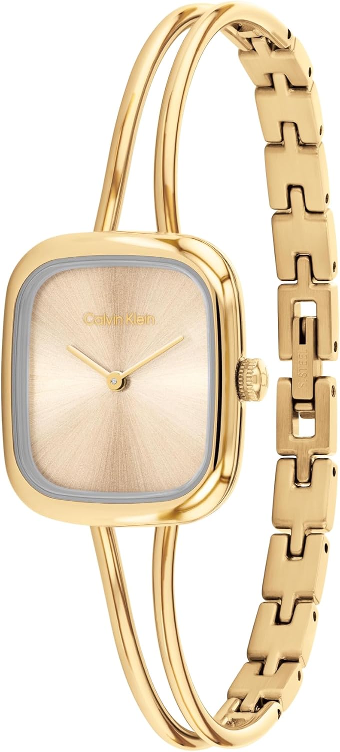 Calvin Klein Women's CK Adore Stainless Steel Watch – 24mm Tank Case, Adjustable Bangle Bracelet, Petite Elegant Design - Gift for Her