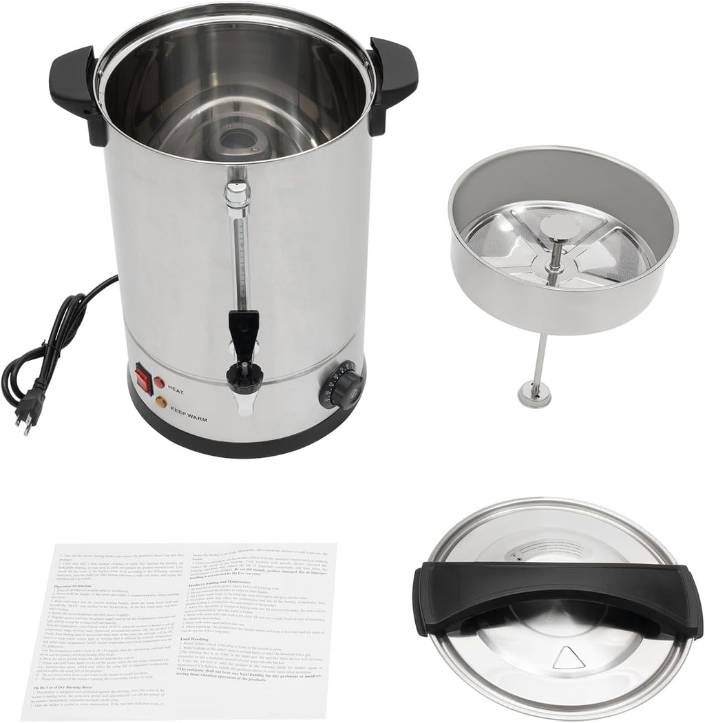 Insulated Beverage Dispenser, 12L Hot Drink Dispenser W/Filter Basket & Spigot, Stainless Steel Hot&Cold Beverage Dispenser for Coffee & Hot tea,Cold Milk,Water,Juice
