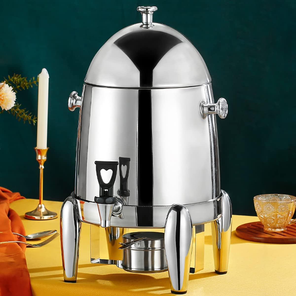 2.8 Gallon Commercial Electric Catering Urn 400W, Hot Water Boiler Dispenser with Lid, for Hotels, Buffets and Catered Events/Transparent Floor(A)