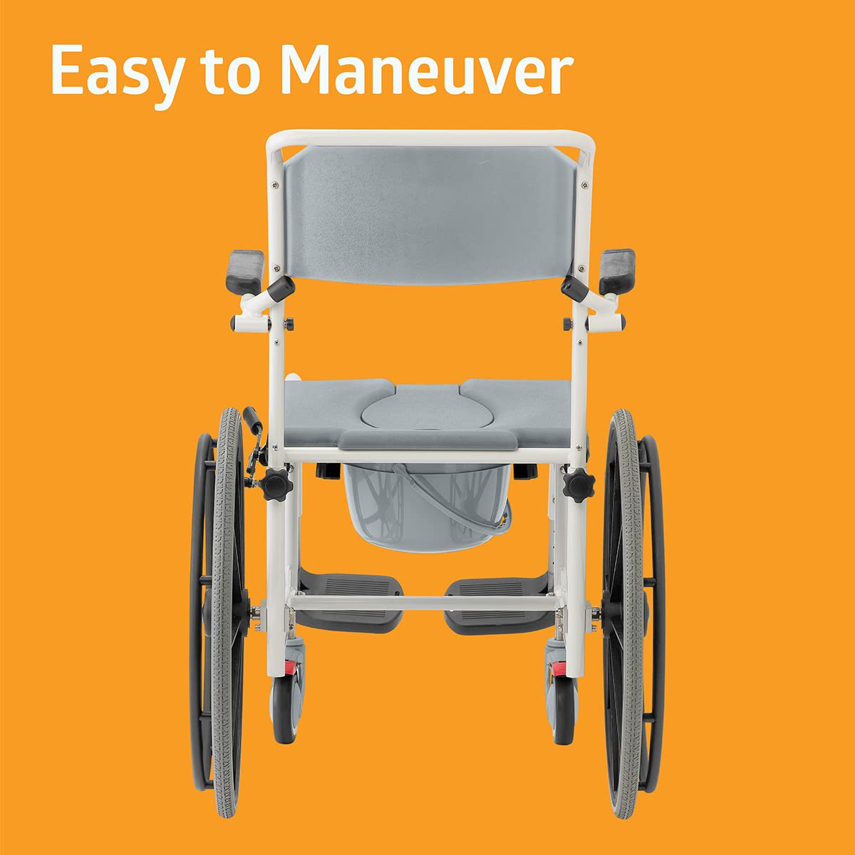 Medline Shower Commode Wheelchair, Rolling Portable Toilet with Bucket, for Disabled Injured and Elderly, 275-lb Capacity