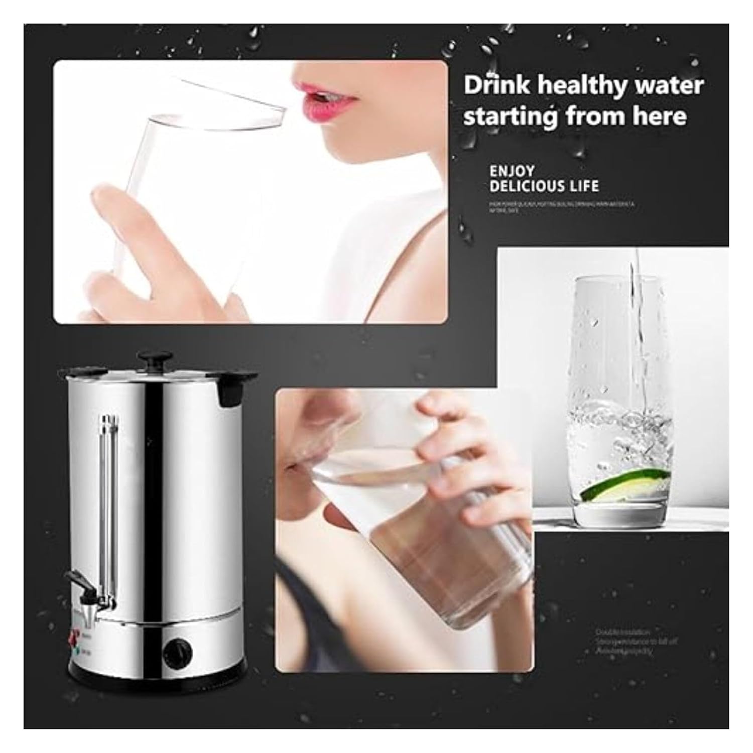 Commercial Hot Water Urn Dispenser, 8-45L Stainless Steel Electric Tea Urn with Tap, Insulated Beverage Server for Coffee, Tea, Milk - Office, Restaurant, Cafe Use
