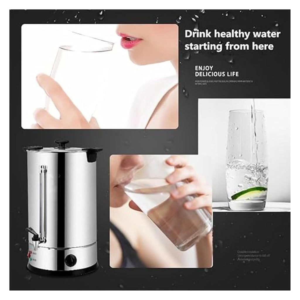 Commercial Hot Water Urn Dispenser, 8-45L Stainless Steel Electric Tea Urn with Tap, Insulated Beverage Server for Coffee, Tea, Milk - Office, Restaurant, Cafe Use