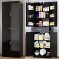 71' Tall Kitchen Pantry Storage Cabinet with 4 Doors & Drawer, Adjustable Shelves, Farmhouse Cupboard, Freestanding Cabinet with Door Shelves for Dining Room/Living Space, Black
