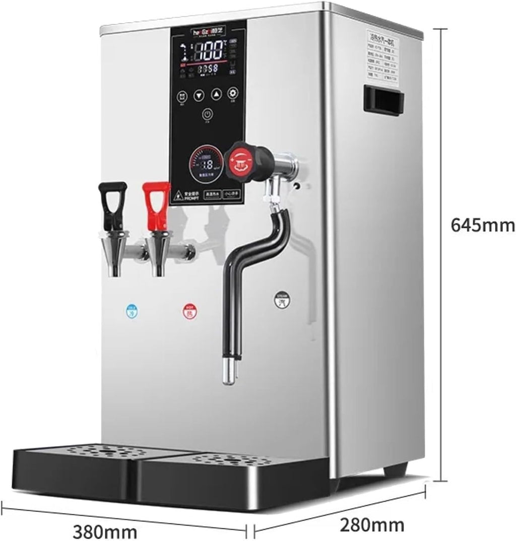 Commercial Intelligent LCD Touch Screen Steam Boiler 50L/H Hot Water Cold Water Milk Foamer Machine (110v Silvery)