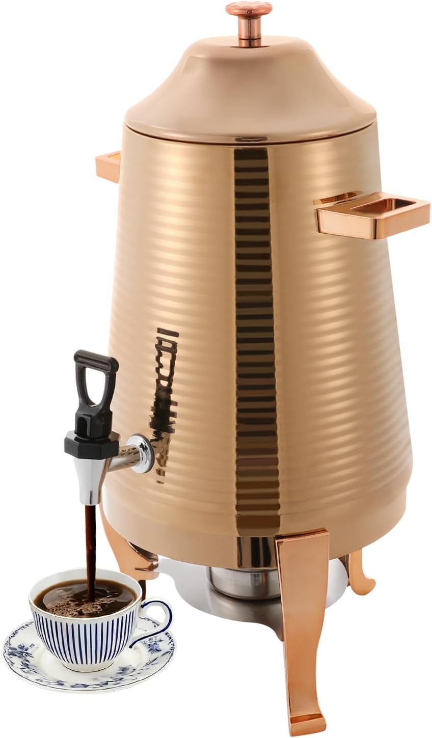 3.43Gal/13L Hot Water Urn, Stainless Steel Commercial Coffee Urn, Electric Hot Water Dispenser for Tea Milk, Industrial Coffee Maker with Stand and Spigot for Parties Catering (Rose Gold)