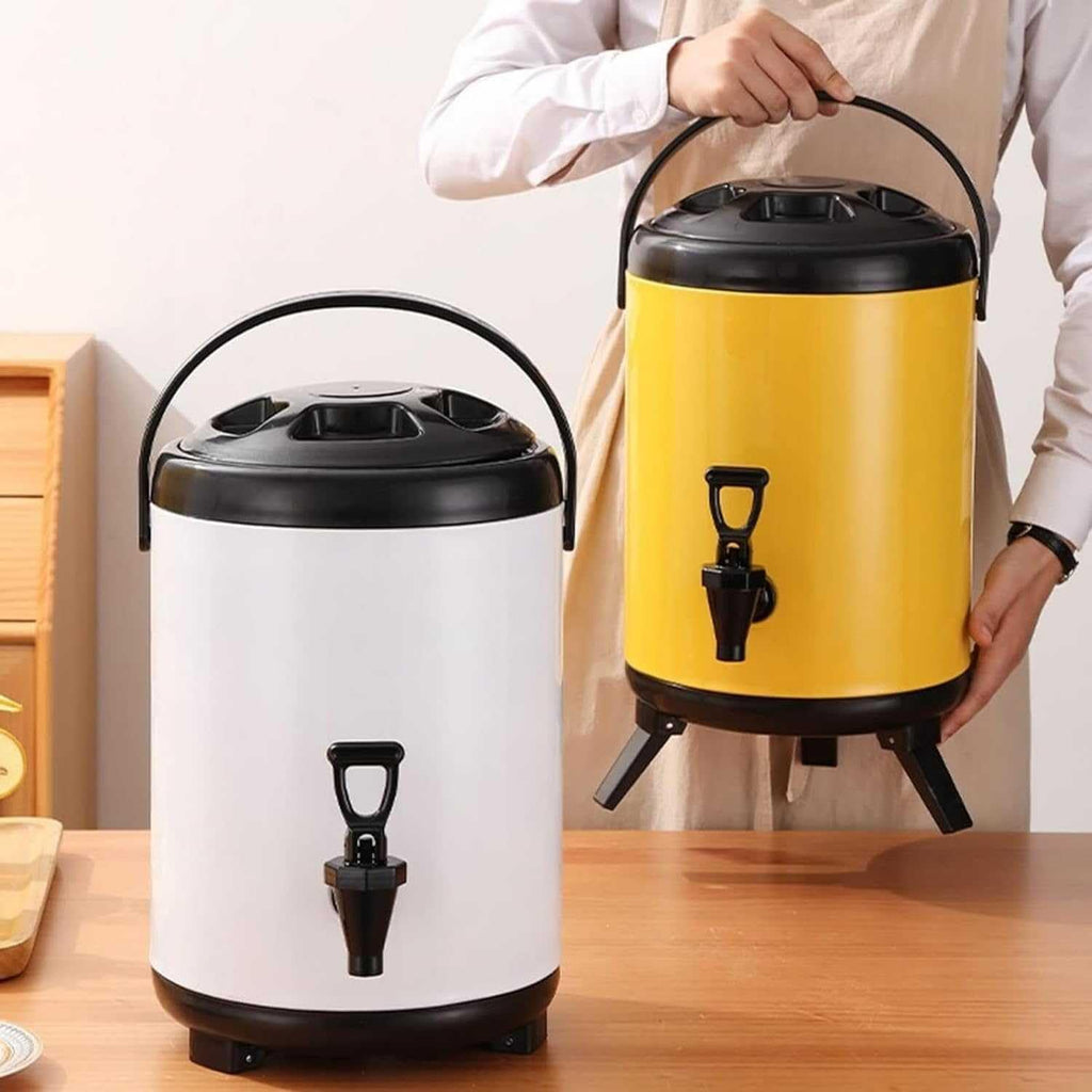 Beverage Dispenser with Tap, 8L/10L, Hot Water Dispenser, Insulated Keg for Coffee Juice, Tea and Cider Milk for Parties and Buffets, Double Wall,/Yellow/10L