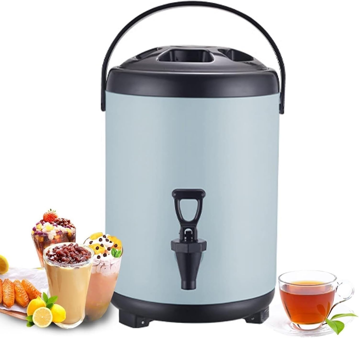 Urn Boiler Hot and Cold Water Dispenser Stainless Steel Tea Hot Water Bottle with Faucet Portable Handle Large Capacity Sealing (D 8L)