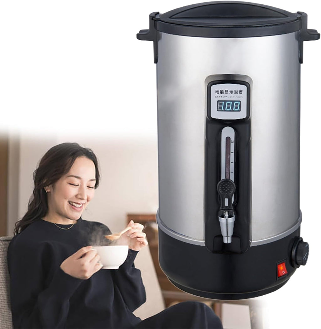 200-Cup Commercial Coffee Urn, Stainless Steel Double-Wall Coffee Maker with Heating & Keep-Warm Function, for Events, Offices, Parties, and Catering,30L